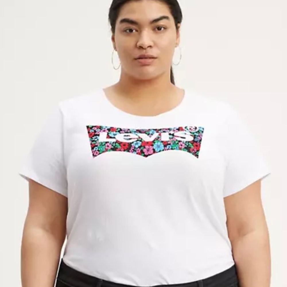 White And Floral Levi’s Tee